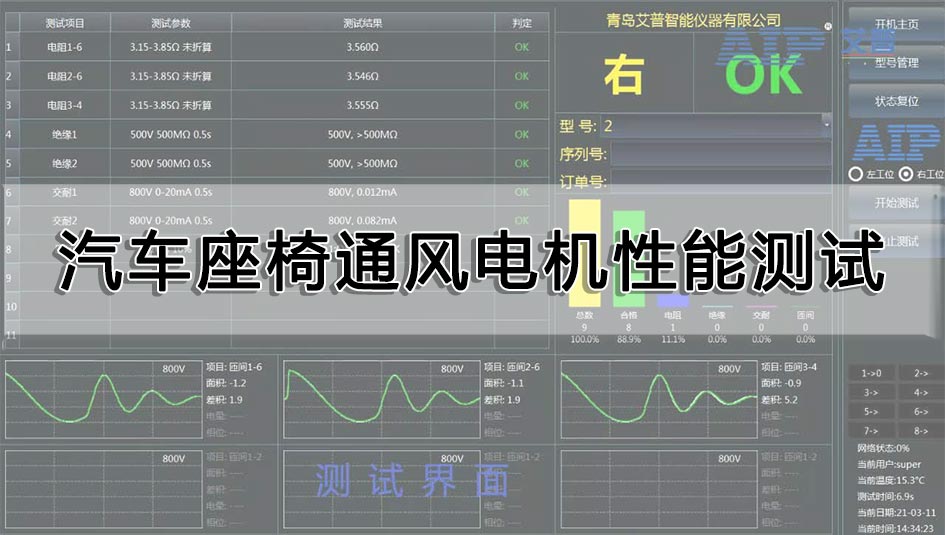 汽车座椅通风电机性能测试